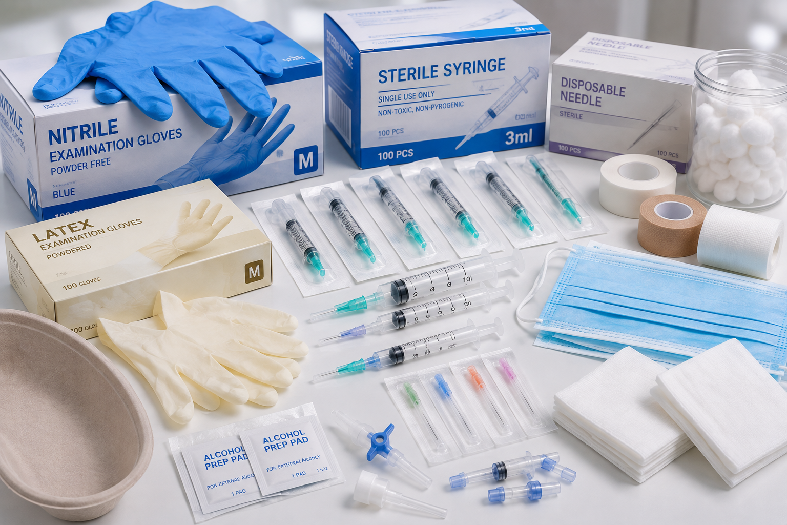 Medical gloves, syringes and consumables